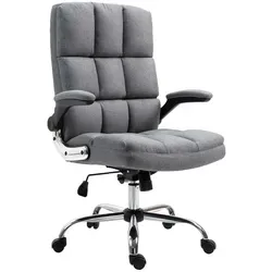PROREGAL Bürostuhl | HxBxT 120x73x72 cm | Sitzhöhe 50cm | höhenverstellbar | Stoff/Textil Grau | Chefsessel Drehstuhl Schreibtischstuhl