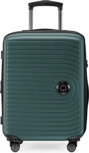 HAUPTSTADTKOFFER Mitte - Handgepäck Trolley erweiterbar Koffer 4 Rollen 55x40x23 cm Cary-On suitcase Hand Luggage 55 L Hardcase Bordgepäck Lufthansa EasyJet Eurowings, travel bags XL Dehnfalte,Waldgrün