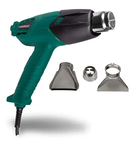VONROC Heißluftpistole | Farbbrenner | Heissluftpistole 2000W – 3 Temperaturstufen – Incl. Zubehör und Aufbewahrungstasche