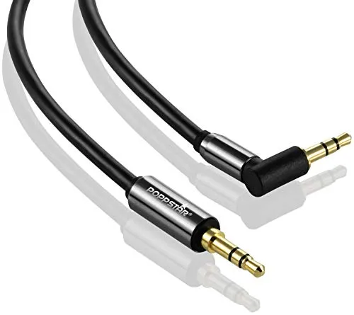 POPPSTAR 3m Audio Kabel Klinke (3,5mm Klinkenkabel gerade-90°, vergoldet), Kopfhörerkabel - Lautsprecherkabel für Kopfhörer, Smartphone, MP3 player, Auto Kfz Autoradio uvm.