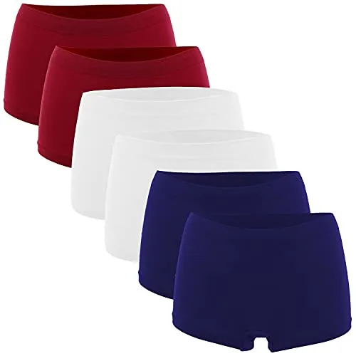 Fabio Farini Damen Panties 6er Pack - Seamless Boxershorts in Nachtblau, Rot und Weiß - Panties & Hipsters für Damen, nahtloses Design aus weichem Microfaser-Gewebe für optimalen Komfort und perfekte Passform im Alltag.