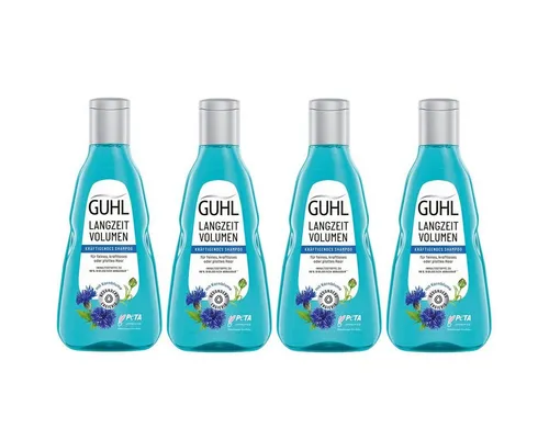 Guhl Langzeit Volumen Shampoo mit blauer Kornblume 250ml 4er Pack - Shampoos & Spülungen – Für langanhaltendes Volumen und blumigen Duft, ideal für feines Haar und tägliche Anwendung.