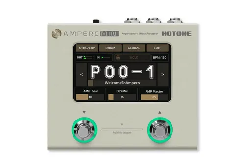 Hotone Ampero Mini Vanilla B-Stock - B-Stock Effektpedal für Gitarristen; Modeling Dual-DSP mit bis zu 9 Effekten gleichzeitig, 52 Amp Models und 198 Presets für kreative Klanggestaltung.