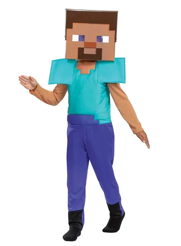 Minecraft Steve Kostüm von Disguise - Kostüm für Kinder, offiziell lizenziert und ideal für Halloween und fantasievolles Spielen, mit einfachem Klettverschluss für schnelles Anziehen.