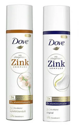 2x Dove Deodorant Spray mit pflegendem Zink-Komplex 0% Aluminiumsalze & Alkohol