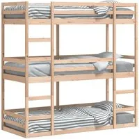 vidaXL Dreifach-Etagenbett 80x200 cm aus massivem Kiefernholz - Kinderzimmermöbel: Robustes Dreifach-Etagenbett aus Kiefernholz mit Rausfallschutz, ideal für optimale Raumnutzung und Sicherheit bei Übernachtungsgästen.