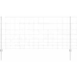 vidaXL Zaun mit Pfosten Silber 1 x 50 m aus Stahl - Gartenzäune mit modernem, pulverbeschichtetem Design für langfristige Wetterbeständigkeit und einfache Montage. Ideal für Gärten und Terrassen, bietet Sicherheit und Stil.