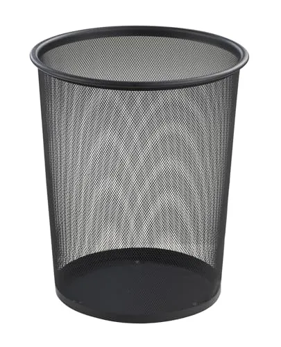 Home4You Papierkorb - 20 Liter - H 33 cm - Schwarz - Metallgeflecht - Papiereimer Büroeimer