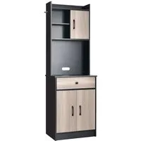 COSTWAY 180cm Küchenschrank Holz mit Schublade in schwarz von Costway