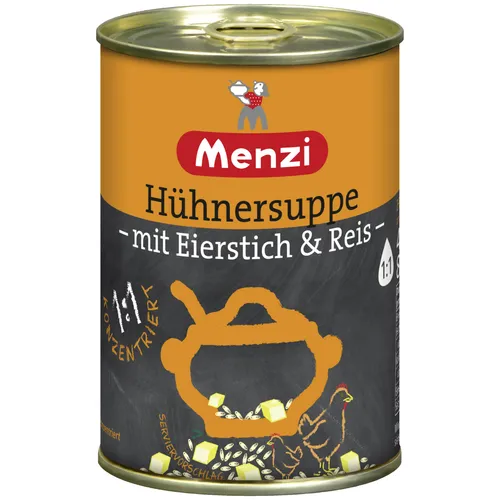 Menzi Hühnersuppe mit Eierstich und Reis Konzentriert 400ml Dose