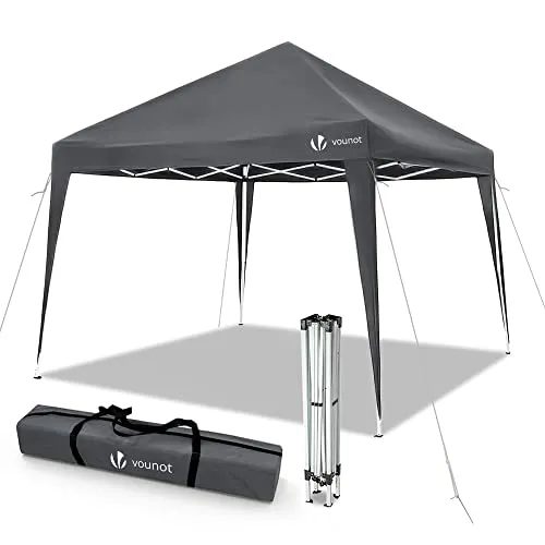 VOUNOT® Pavillon Faltbar 3x3m, mit 4 Sandsäcke, Pop Up Faltpavillon, UV-Schutz 50+, Grau