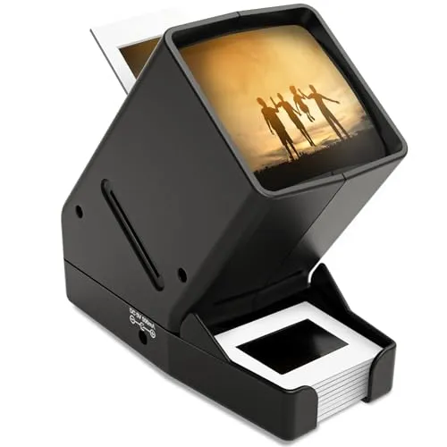 DigitConvert 35 mm Dia-Viewer, 3-fache Vergrößerung, USB-betrieben/Batteriebetrieb, für 35-mm-Folien und Positive Filmnegative (4 AA-Batterien im Lieferumfang enthalten)