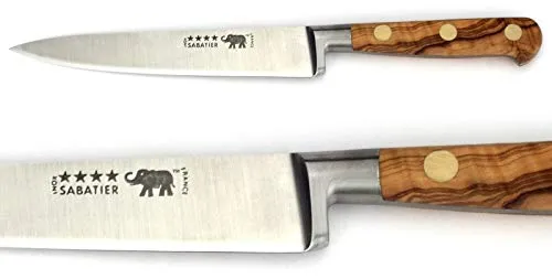 Thiers-Issard Sabatier Aufschnittmesser Allzweckmesser - Klinge 15 cm - Griff Olivenholz - Durchgeschmiedete Profi Qualität
