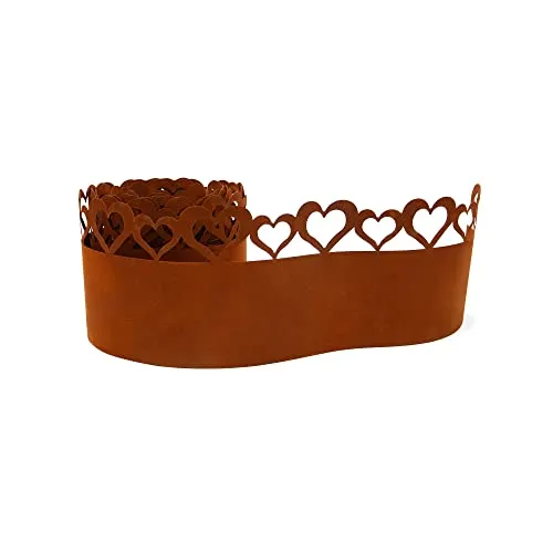 UNUS Rasenkante aus Metall mit Herzen - 5 m Beeteinfassung - Rasenkanten in Rostoptik, ideal zur flexiblen Umrandung von Blumenbeeten und Wegen. Praktisch und dekorativ, vereinfacht das Rasenmähen und setzt stilvolle Akzente in Ihrem Garten.