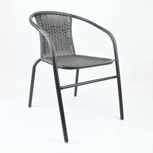 Nexos Bistrostuhl Marseille aus Poly-Rattan Stahlgestell – Farbe: Rahmen SCHWARZ/Bespannung GRAU