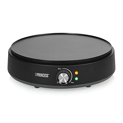 Princess 492235 Crêpe-Maker Deluxe - 1200 W, Ø 30 cm, einstellbarer Thermostat - Crêpes-Maker für die Zubereitung von französischen Crêpes und fluffigen amerikanischen Pfannkuchen, mit Antihaftbeschichtung und rutschfesten Füßen für sicheres Kochen.
