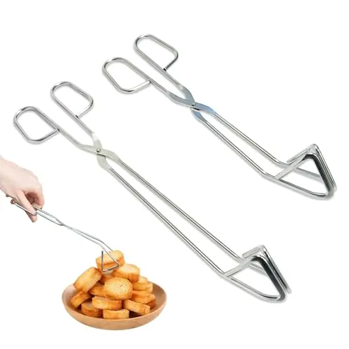 Vlecexs 2 Stück Küchenpinzette Edelstahl, Grillzange, Kochpinzette, Hitzebeständig für Kochen und Braten (30cm 24cm)