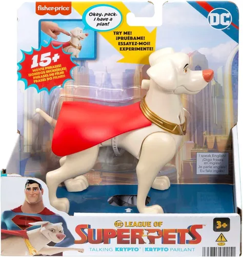Fisher-Price DC Super Pets HJF30 - Bellender Krypto Figur, 15 cm beweglicher Spielzeughund mit über 10 Geräuschen, ideal für Vorschulkinder ab 3 Jahren