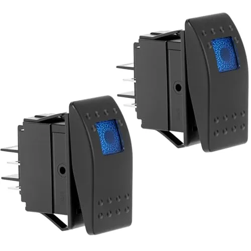 QWORK® KFZ Auto Kippschalter 12V wasserdicht mit blau LED Beleuchtung, Ein/Aus Wippschalter für Boot und Auto, 4-polig