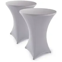 Blumtal Stehtischhusse Stretchbezug - Elegante Husse für Bistrotische in silbergrau, aus 90% Polyester und 10% Elastan, pflegeleicht bei 40°C Schonwäsche, ideal für Events und Feiern.