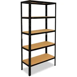 shelfplaza Schwerlastregal BLACK, 180x90x23cm - Schwerlastregal für Keller und Garage, mit 5 Böden und einer Tragkraft von 175 kg pro Boden – ideal für professionelle Ordnung und Stabilität.