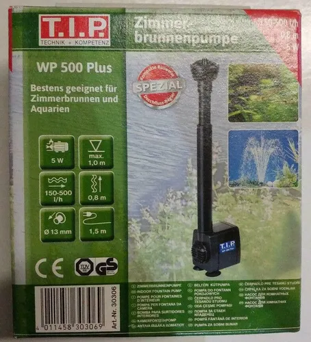 T.I.P. Zimmerbrunnenpumpe WP 500 Plus + 5 Watt Wasserspiel Springbrunnenpumpe