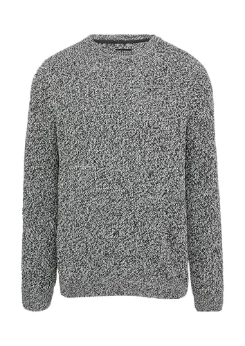 QS Herren Pullover 2153106 - Verlängerte Passform in Weiß - Sweatshirts für Herren mit Crew Neck-Ausschnitt und Strickmuster, ideal für einen lässigen Look und angenehmen Tragekomfort.