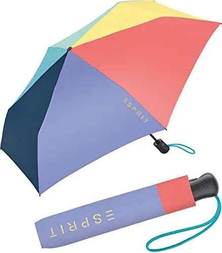 Esprit Taschenregenschirm Damen Easymatic Slimline - Leicht und stabil, Auf-Zu Automatik in bunten Trendfarben, ideal für unterwegs