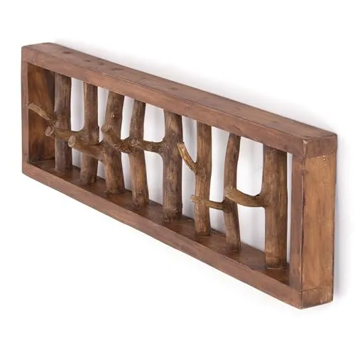 Rustikale Wandgarderobe Treibholz Unikat | 80x22x12 cm - Kleiderhaken aus Ästen, handgefertigt aus Recyclingholz, bringt Ordnung in deinen Eingangsbereich im angesagten Shabby Chic.