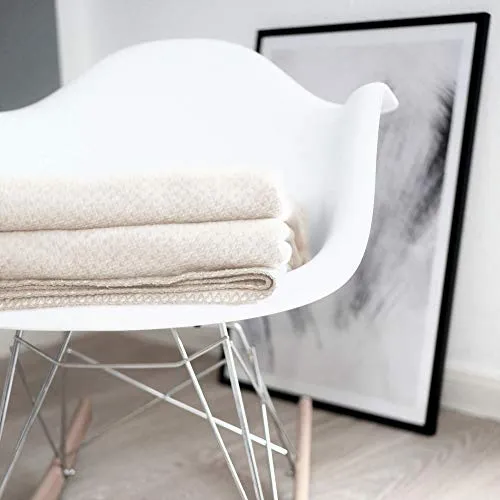 Wolldecke EMMA Premium Kuscheldecke aus 100% Bio-Baumwolle in beige von RIEMA