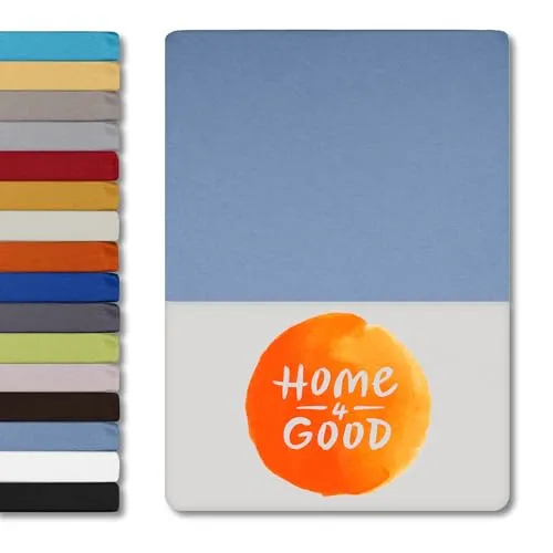 home4good Spannbettlaken 90x200cm – Jersey-Spannbetttuch aus 100 % Baumwolle – Oeko-TEX 100 Zertifiziert – bügelfrei, elastisch & atmungsaktiv – für 15–25 cm Matratzenhöhe - Hellblau
