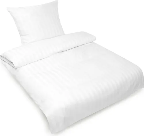 Hotelbettwäsche Set Damast Satin Streifen (25mm) in 100% Baumwolle , in Größe: Kissenbezug 80x80cm