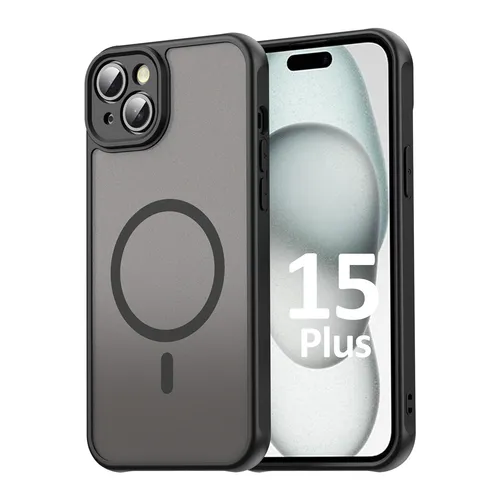 Magsafe Handyhülle für Apple iPhone 15 Plus Matt Case Schutzhülle Schwarz