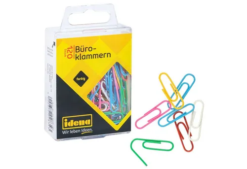 Idena Büroklammer Idena 334028 - Büroklammern, ummantelt, 120 Stück
