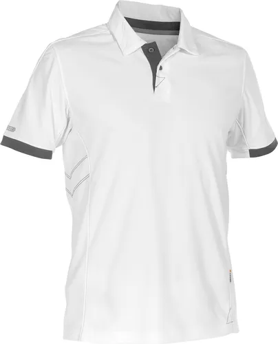 DASSY® Traxion Poloshirt in Weiß/Anthrazitgrau - Größe 4XL - Hochwertiges Poloshirt von DASSY® Traxion in Weiß/Anthrazitgrau. Mit reflektierenden Details und atmungsaktiven Einsätzen bietet es hohen Tragekomfort und ist ideal für Veredelungen. Perfekt für den professionellen Einsatz.