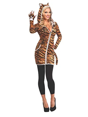 Rubie's 880758 Tiger-Kostüm für Damen mit Kapuze, Einheitsgröße Gold