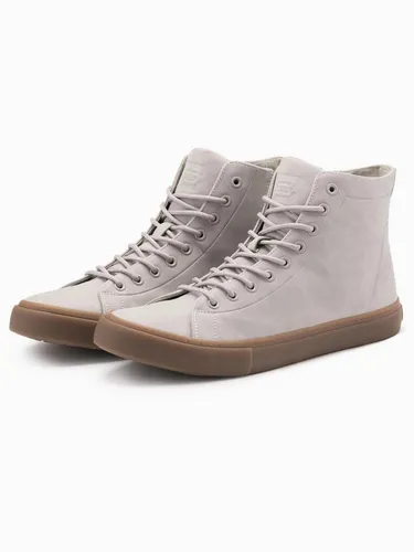 OMBRE Knöchelhohe Herren-Turnschuhe grau 42 EU - Moderne Knöchelhohe Turnschuhe aus Öko-Wildleder in hellgrau. Ideal für den Alltag, bieten diese Schuhe Komfort und Stil mit einer robusten Gummisohle.