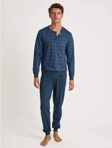 CALIDA Relax Imprint Bündchen-Pyjama Herren - Schlafanzüge für Herren, aus 100% Baumwolle für hohen Tragekomfort und natürliche Temperaturregulierung, ideal für entspannte Nächte.