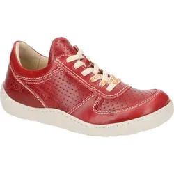 Eject OCEAN Damenschuhe - Bequeme Schnür-Halbschuhe in Rot - Schnürer aus hochwertigem Echtleder mit perfekter Passform, flache Gummisohle für hohen Tragekomfort und stilvolles Design in Rot mit weißen Nähten.