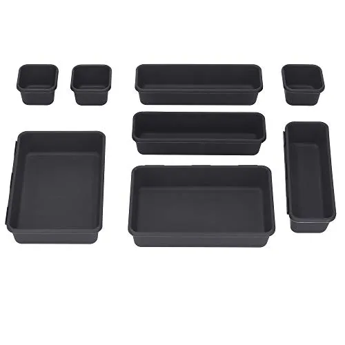 SPRINGOS Dunkelgraue Behälter aus Kunststoff Schubladeneinsatz Multi-Satz-Organiser Aufbewahrungsboxen Schubladen Organizer Make-up universal