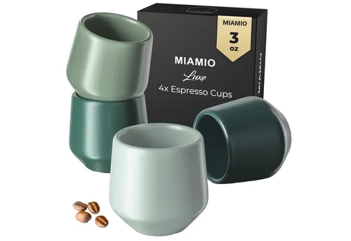 MiaMio Luxe Henkellose Espresso Tassen Set 4-teilig in grün von MiaMio