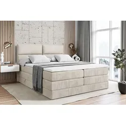 Altdecor Boxspringbett Creme 140x200 cm - Schlafzimmermöbel mit zwei praktischen Bettkästen für zusätzlichen Stauraum. Ergonomische Matratzen mit Bonell- und Taschenfederung sorgen für erholsamen Schlaf und sind allergikerfreundlich.