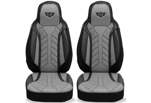 BREMER SITZBEZÜGE Autositzbezug Set für Ford Puma 1997-2001 - 2-teiliges Set in Schwarz/Grau, passend für Fahrer- und Beifahrersitz. Pflegeleichtes Kunstleder, idealer Schutz für Ihre Sitze, auch bei Fahrzeugen mit Seitenairbag.