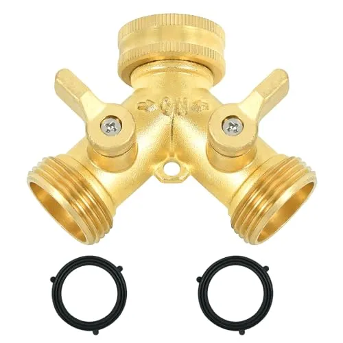 Wasserverteiler 2fach,Wasseranschluss Verteiler,2 wege verteiler,Y-Ventiler 3/4 Zoll,unabhängigen Ein/Aus-Ventilen,Gartenschlauch Anschluss Einstellbarer Wasserdurchfluss