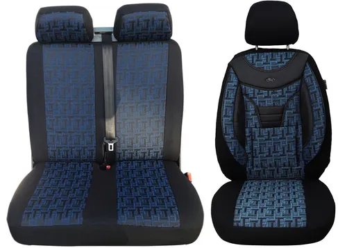 BREMER SITZBEZÜGE für Mercedes Sprinter W906 (2006-2018) - Komplett Sitzbezug Set in Blau/Schwarz für Fahrer und Doppelsitzbank. Hochwertige Materialien sorgen für verbesserten Komfort. Einfache Montage und ideal geeignet für Sitzheizung.
