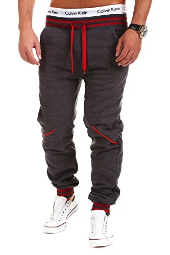 MT Styles Trainingshose Jogginghose MT-52 [Dunkelgrau/Rot,
