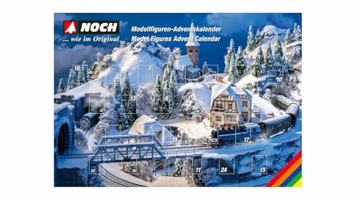 Noch-15996 Figuren Adventskalender Spur H0 - Figuren Adventskalender für Spur H0, enthält bemalte Figuren und ein Auto - ideal für kreative Weihnachtsdekoration und Modellbau.