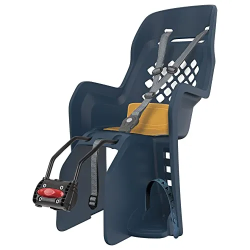 POLISPORT 8406500003 - Joy FF-Rücksitz für Fahrräder mit 26- bis 28-Zoll-Rädern, geeignet für Kinder mit einem Gewicht von 9 bis 22 kg, mit Rahmenverankerung en Color Denim/Gelb