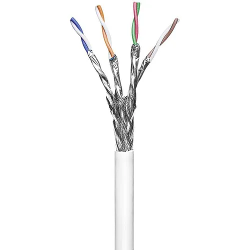 Goobay 94224 CAT 6 Netzwerkkabel, S/FTP (PiMF), Weiß - Komponenten & Ersatzteile – Hochgeschwindigkeits-Netzwerkkabel für SOHO-Anwendungen, mit doppelter Abschirmung für stabile Verbindungen bis 70 m, ideal für Heim- und Büroinstallationen.