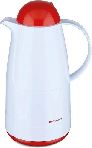 ROTPUNKT Isolierkanne 1,5 ltr. hochwertig I Glaseinsatz I BPA Frei I 24 Std warm 36 std kalt, 1.5 l, (Kaffeekanne I Teekanne, polar/cardinal), Glaskolben aus doppelwandigem Rosalin-Glas